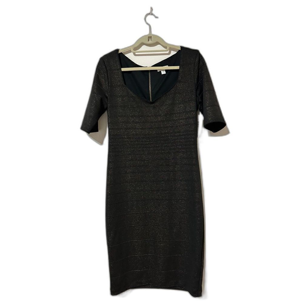 Bisou Bisou Black Dress with Gold shimmer Size 10 NWT